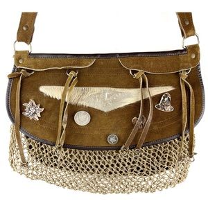 Vintage Boho Hippie Shoulder Cross Body Bag Bavaria Germany Leather Adjustable